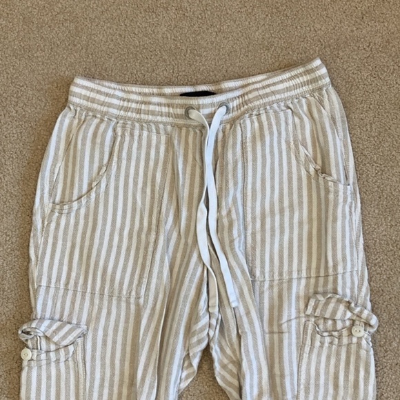 Anthropologie Striped Cream Pants - Picture 3 of 7